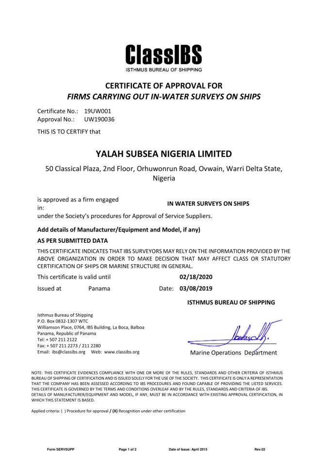 YALAH SUBSEA NIGERIA LIMITED